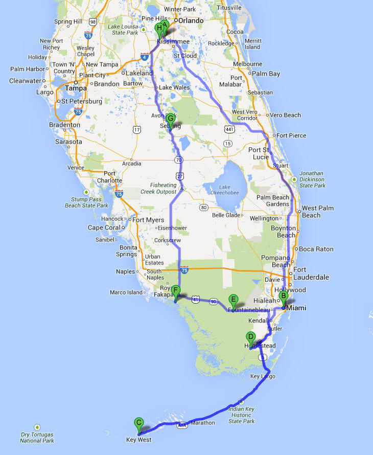 2013 Map of Florida Vacation